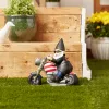 Biker Gnome Solar Statue - Outdoor Garden Decor with Solar Powered Light
