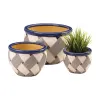 Geometric Pattern Planter Trio Set - Stylish Indoor Plant Pots