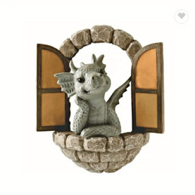 1pc Resin Dragon Sculpture, Window Front Dragon Statue, Fairy Garden Decoration, Wall Hanging For Outdoor Indoor Garden Yard Porch Balcony Patio