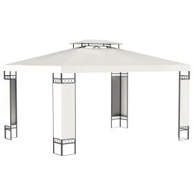 13' x 10' Patio Gazebo Outdoor Canopy Shelter with Double Vented Roof, Steel Frame for Lawn Backyard and Deck, Cream White