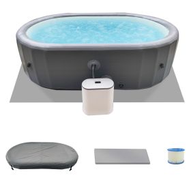 Hot Tub Inflatable Portable Oval Spa 2 Person Hot Tub with 180 Bubble Jets, Cover, Filter Cartridges, Pump