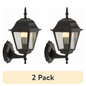 (2 pack) 13.5" Classic Black Outdoor Coach Wall Light, Clear Glass Lens, Bulb Not Included