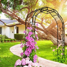 Metal Garden Arch W74.4'' x H98.4'' Garden Arbor Trellis Climbing Plants Support Rose Arch Outdoor Arch Black