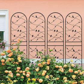 4 Pack Metal Garden Trellis 71" x 19.7" Rustproof Trellis for Climbing Plants Outdoor Flower Support Bird Deco Black