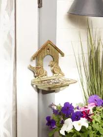 Wall Mounted Cast Iron Bird Feeder - Durable Outdoor Bird Feeding Station
