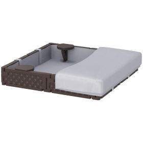 Kids Sandbox With Cover, 4 Corner Seats, Bottom Liner For Backyard, Garden, Outdoor, 47 X 47 X 9, Dark Brown (Option: Dark brown)