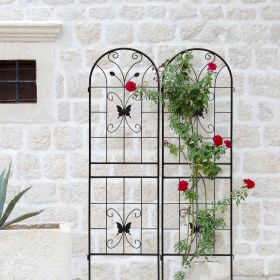 2 Pack Metal Garden Trellis 71" x 19.7" Rustproof Trellis for Climbing Plants Outdoor Flower Support Black (Color: as Pic)