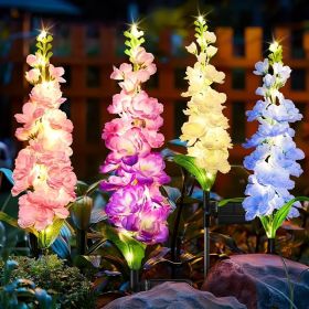 4 Pack Solar Delphinium Flowers Lights, Solar Garden Lights, For Outside Wedding Party Garden Yard Patio Lawn Decor And Gift For Women (quantity: 4PCS)